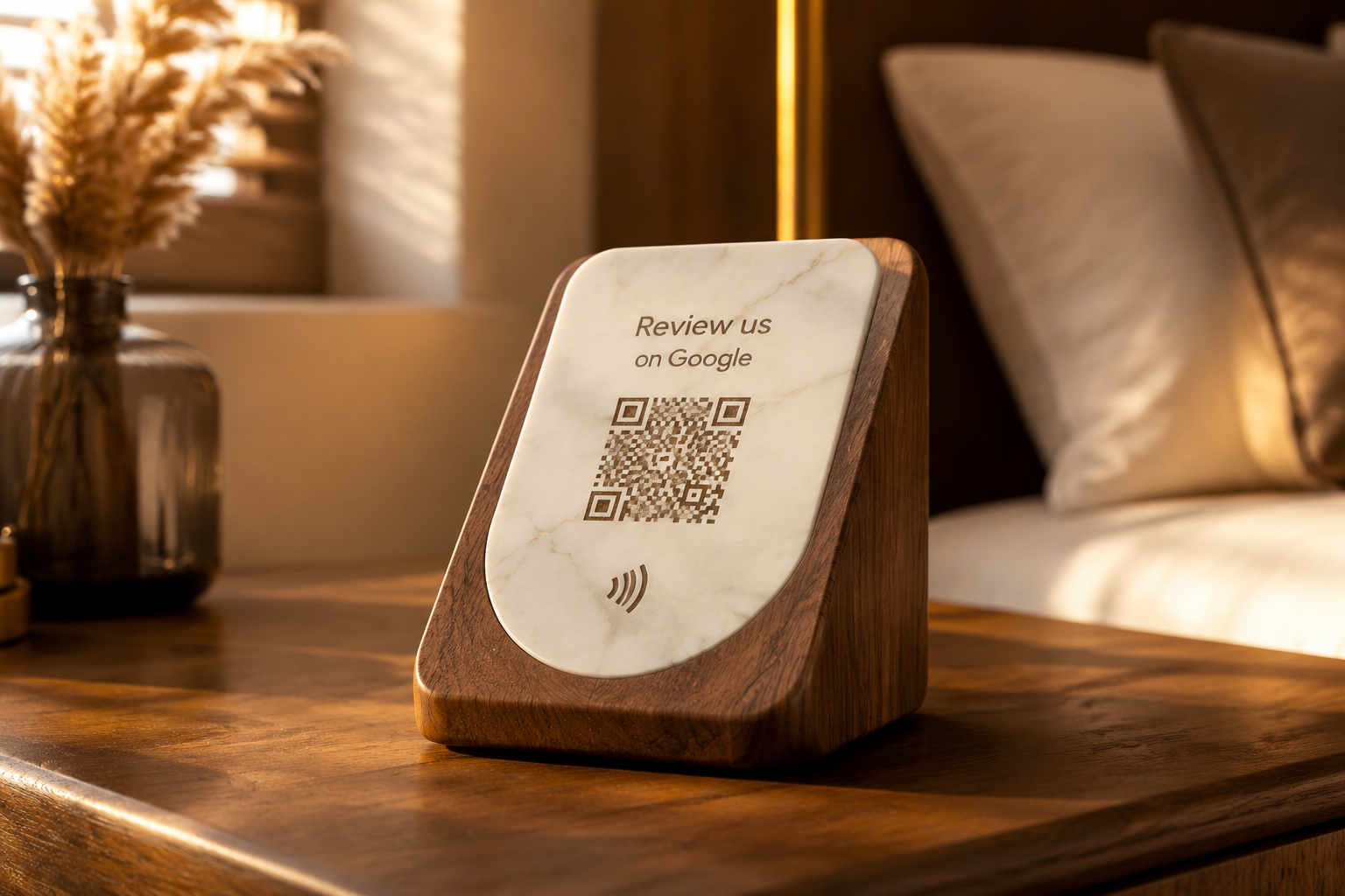 Marble & Wood – Google Review QR Code Stand